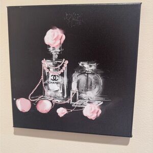 Set of 4; Pink and Black Canvas Art